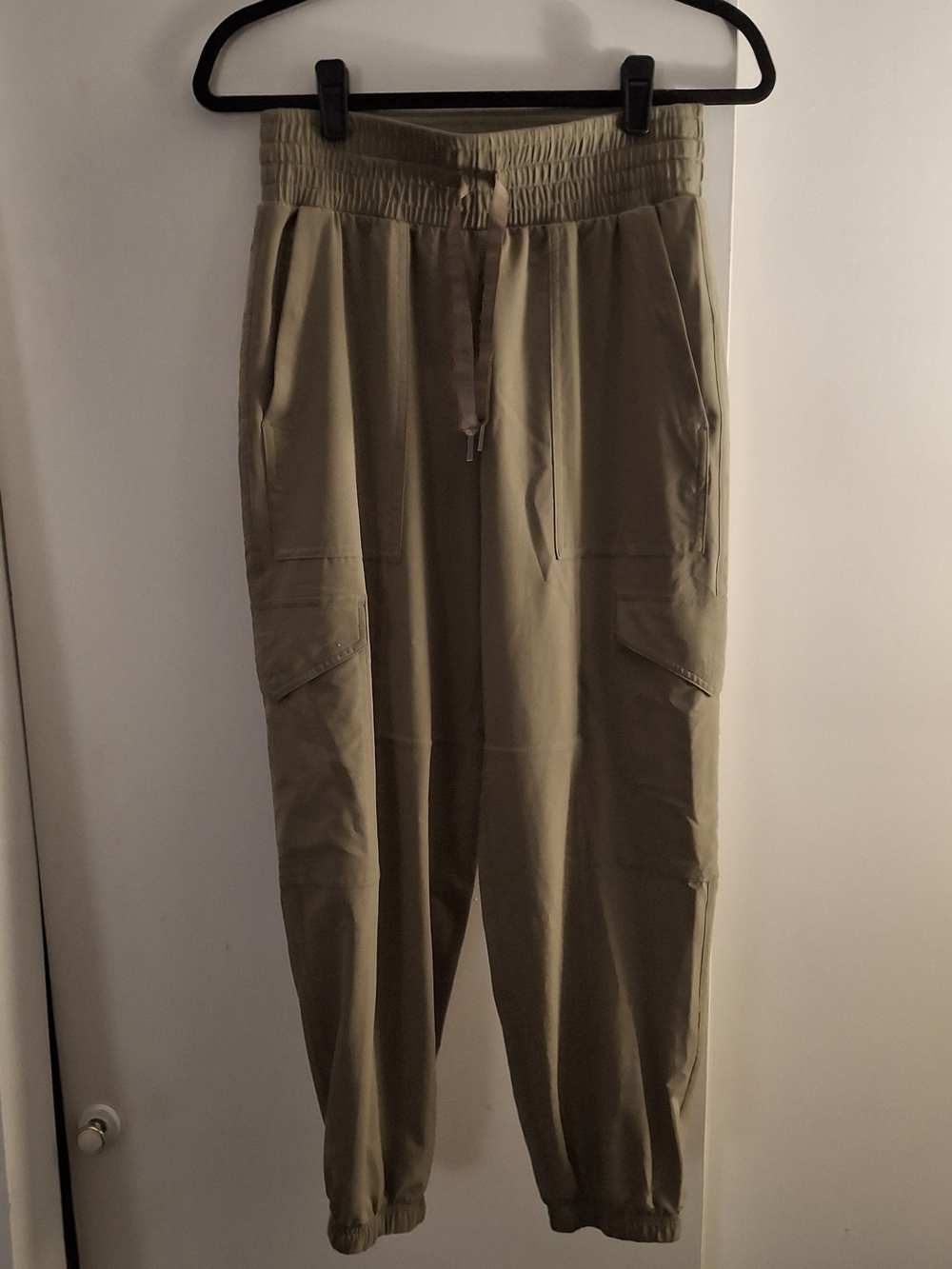 Spanx Women's Olive Cargo Jogger Pants with Drawstring Waist